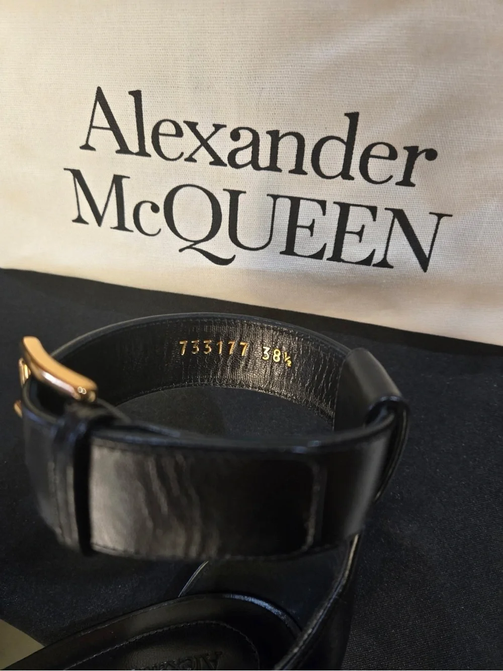 Alexander McQueen Black Leather Punk Stud Platform Sandals with Gold Spikes NEW!